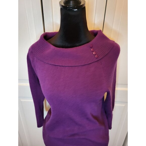 Purple Marilyn Monroe Neckline Collared Sweater M Retro Twee Classic PinUp - Picture 3 of 7